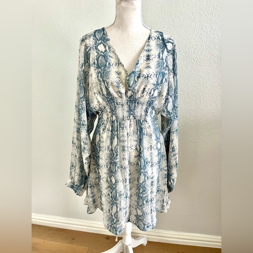 Vici Blue and White Patterned Dress